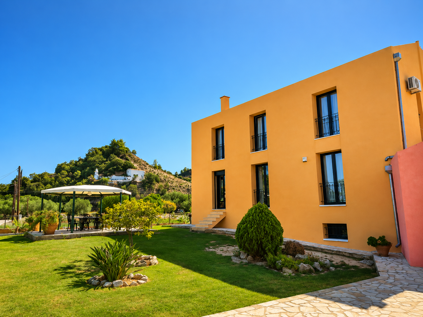 Villa garden and mountain view