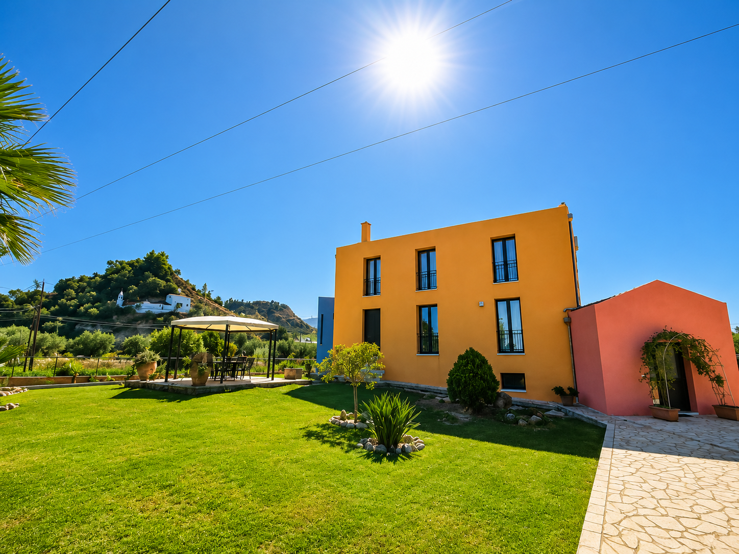 Sunny villa exterior