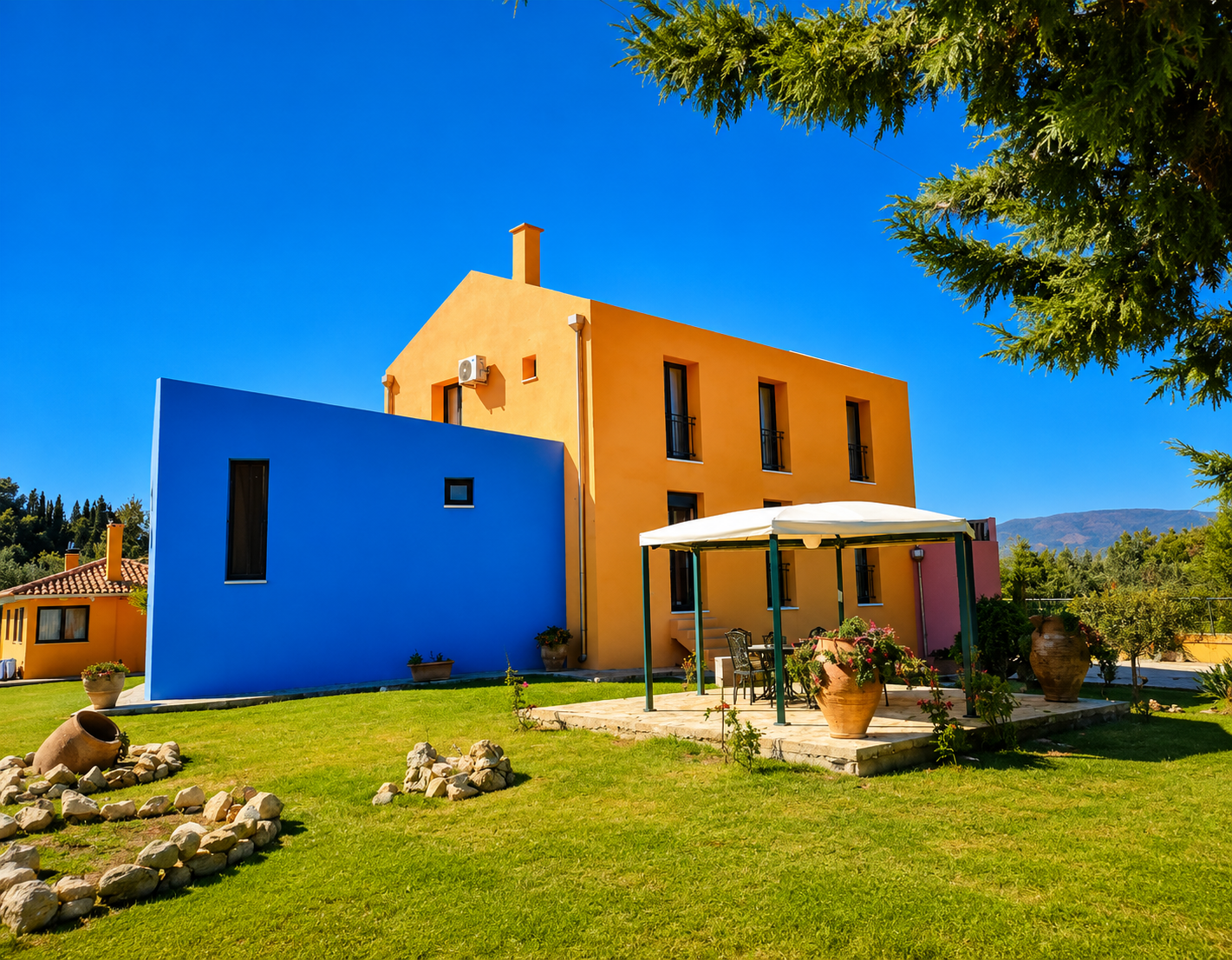 Colourful villa and garden